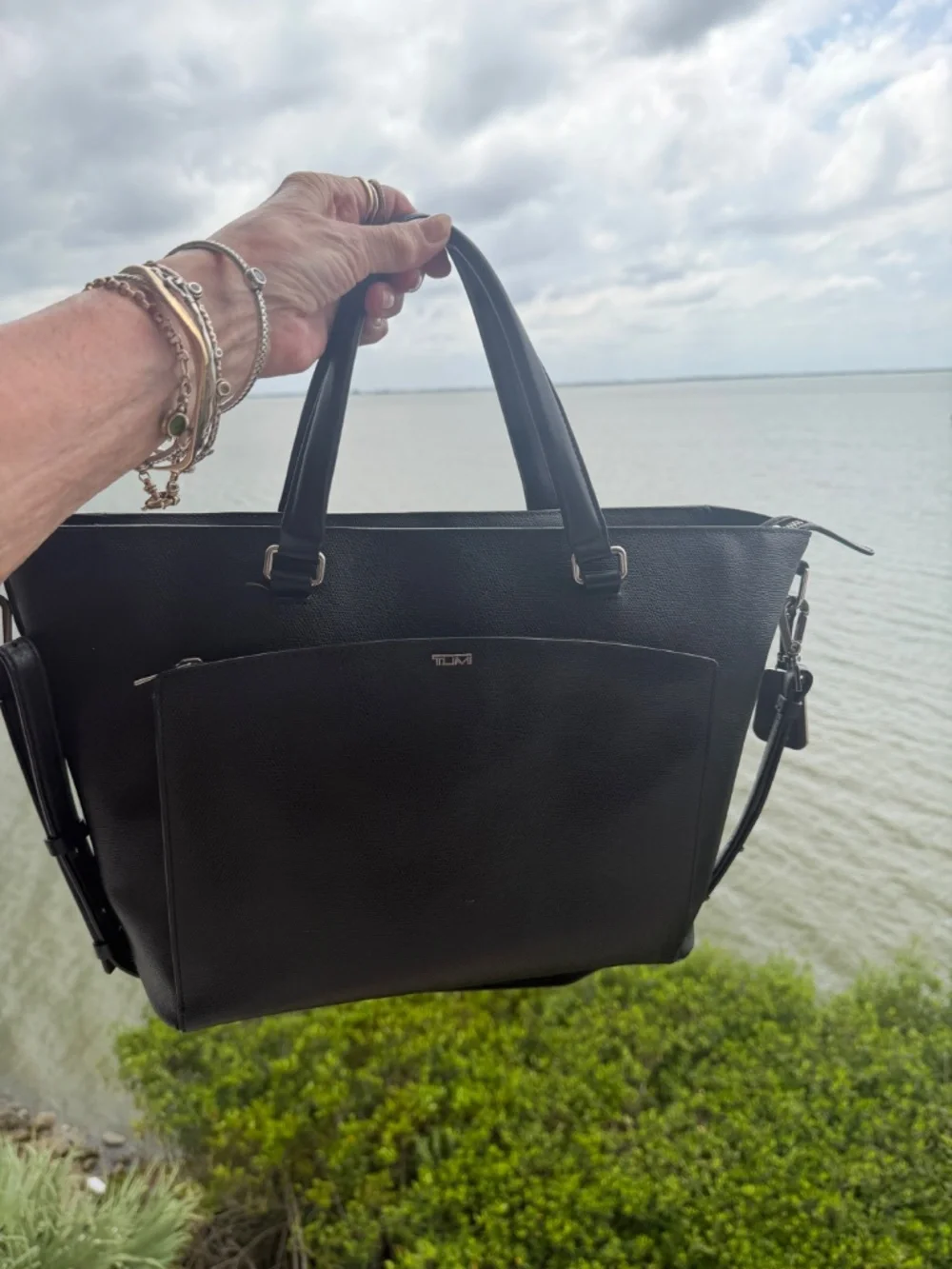 Tumi Black leather Large Sinclair Camila Tote